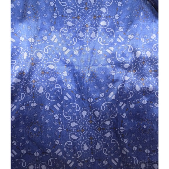 SOI PARIS Dress Surplice Neck Paisley Geometric Blue Cupro Rayon SZ EU 42 US L - Picture 5 of 12